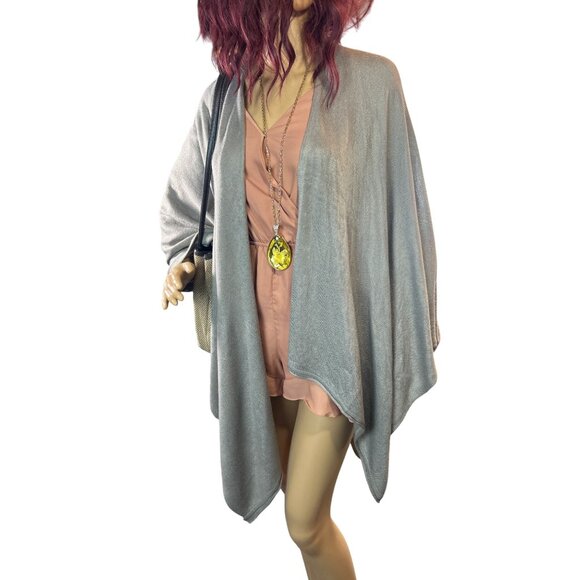 Womens Taupe Poncho Cape One Size Minimalist Fall Fashion Money Classic - Picture 8 of 9
